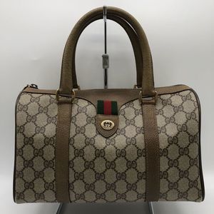 Gucci 116 02 Boston Bag Handbag GG Supreme Sherry PVC Brown Old Gucci Vintage